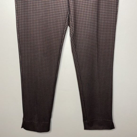 Zac & Rachel Size L Brown Black Houndstooth Pull On Stretch Comfy Dress Pants - Picture 4 of 9